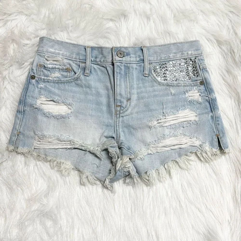 Abercrombie & Fitch Women’s Rhinestone Denim Shorts Size 0